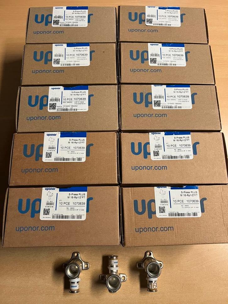 Partij Uponor S-Press Plus muurplaat M 16 x Rp1/2", pers, Doe-het-zelf en Verbouw, Sanitair, Nieuw, Overige typen, Koper, Ophalen of Verzenden
