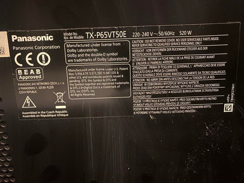 65 inch Panasonic tv (defect), Ophalen, Niet werkend, 100 cm of meer, Panasonic