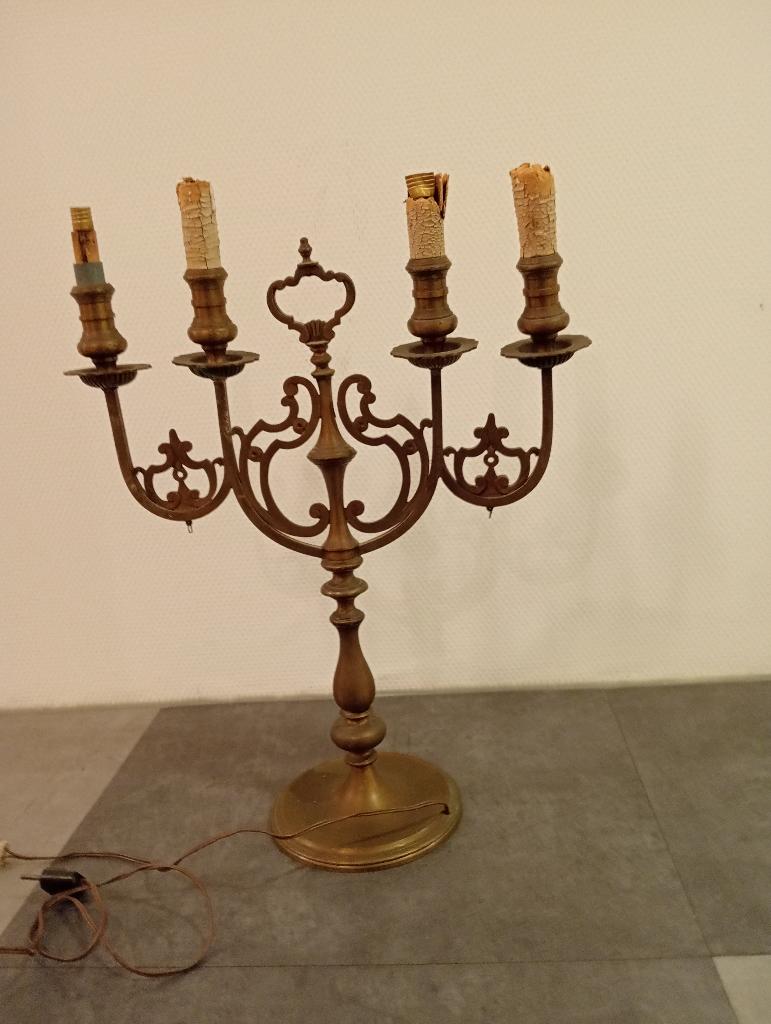 Antieke kandelaar electrisch gemaakt ca.50x39cm, Ophalen, Koper of Brons