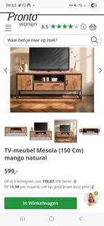 TV-meubel mangohout met metalen frame, 150 tot 200 cm, Zo goed als nieuw, Minder dan 100 cm, Industrieel