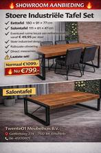 Stoere industriële tafelset nu  SHOWROOM DEAL, Ophalen, Nieuw, 4 tot 6 stoelen