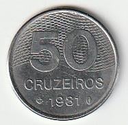 50  cruzeiros  1981  Brazilië. km. 594.1  ( 0,50 euro ), Ophalen of Verzenden, Zuid-Amerika, Losse munt