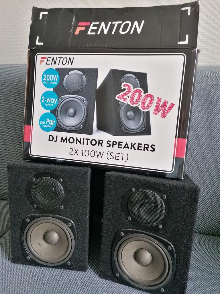 Fenton dj monitor speakers 2x100 watt dj monitor luidspreker, Ophalen of Verzenden, Zo goed als nieuw, 60 tot 120 watt