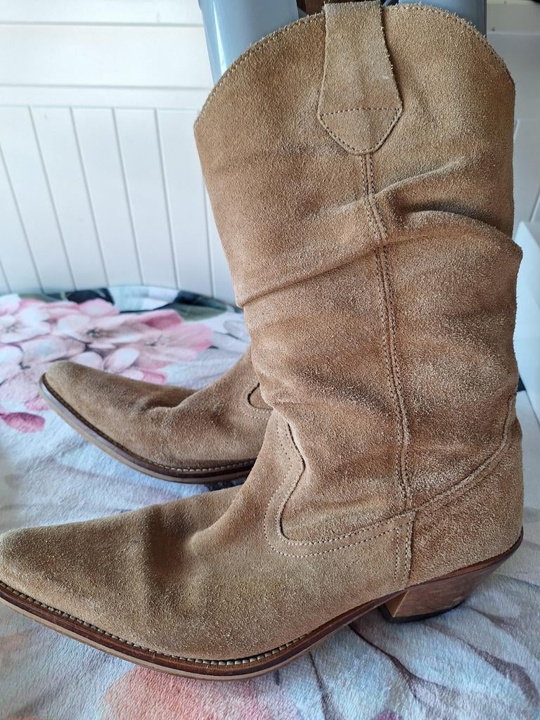 Cowboy western laarzen maat 40 suede, Ophalen of Verzenden, Gedragen, Bruin, Hoge laarzen