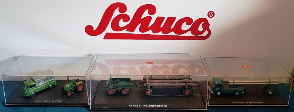 Lot van 3 x Schuco 1:43 Industriële voortuigen (Unimog/VW), Hobby en Vrije tijd, Modelauto's | 1:43, Verzenden, Nieuw, Tractor of Landbouw