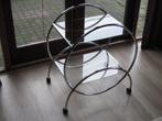 Glazen Art Deco theemeubel/trolley - Gispen lookalike, Ophalen, 50 tot 100 cm, Ovaal, 50 tot 75 cm