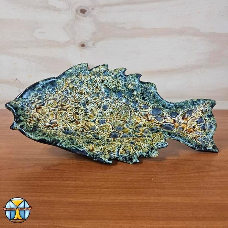 Unieke Vintage Keramieken Vis Schaal met textuur (vis bord), Ophalen of Verzenden