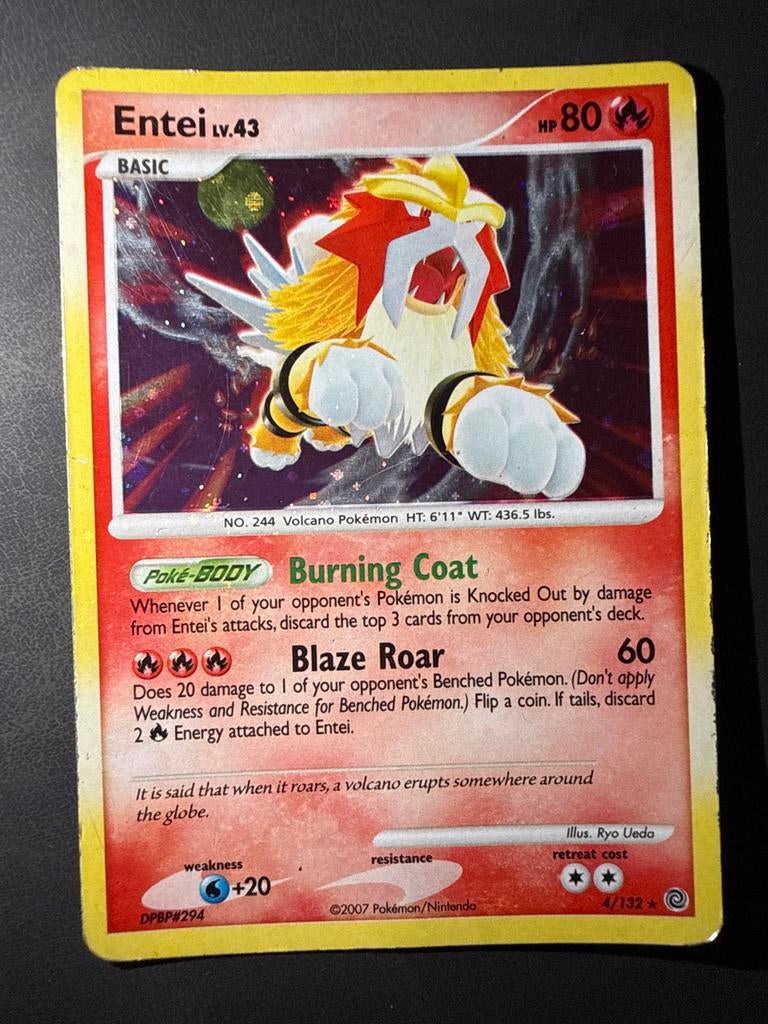 Pokémon kaart Entei 4/132 2006, Ophalen of Verzenden, Gebruikt, Losse kaart, Foil