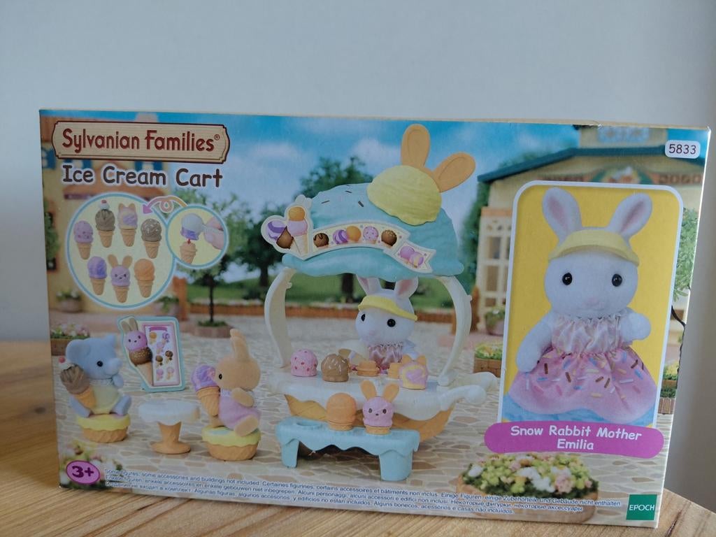 Sylvanian families ice cream cart/wit konijn/nieuw, Ophalen of Verzenden, Nieuw