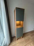 Vitrinekast (in eiken met groen) Lomado AVEZZANO-61 Modern, Ophalen, 50 tot 100 cm, Zo goed als nieuw, 150 tot 200 cm