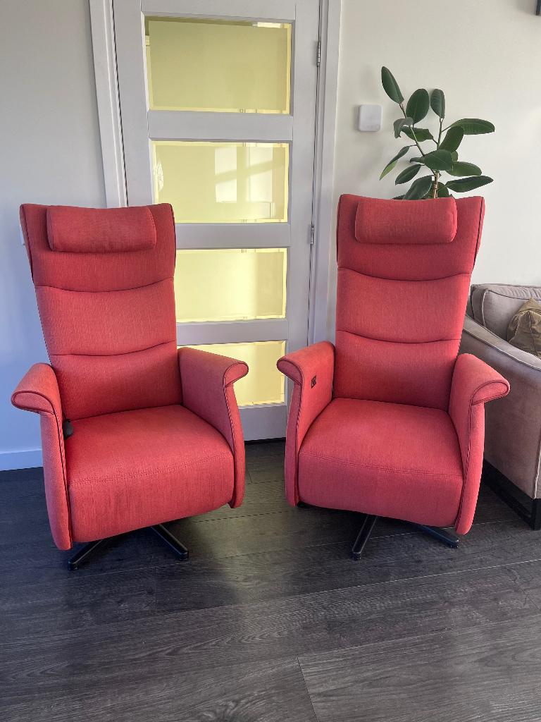 2 Prominent Frans Molenaar Relaxfauteuils Stof Op Accu L Xl, Huis en Inrichting, Fauteuils, Ophalen of Verzenden, Zo goed als nieuw