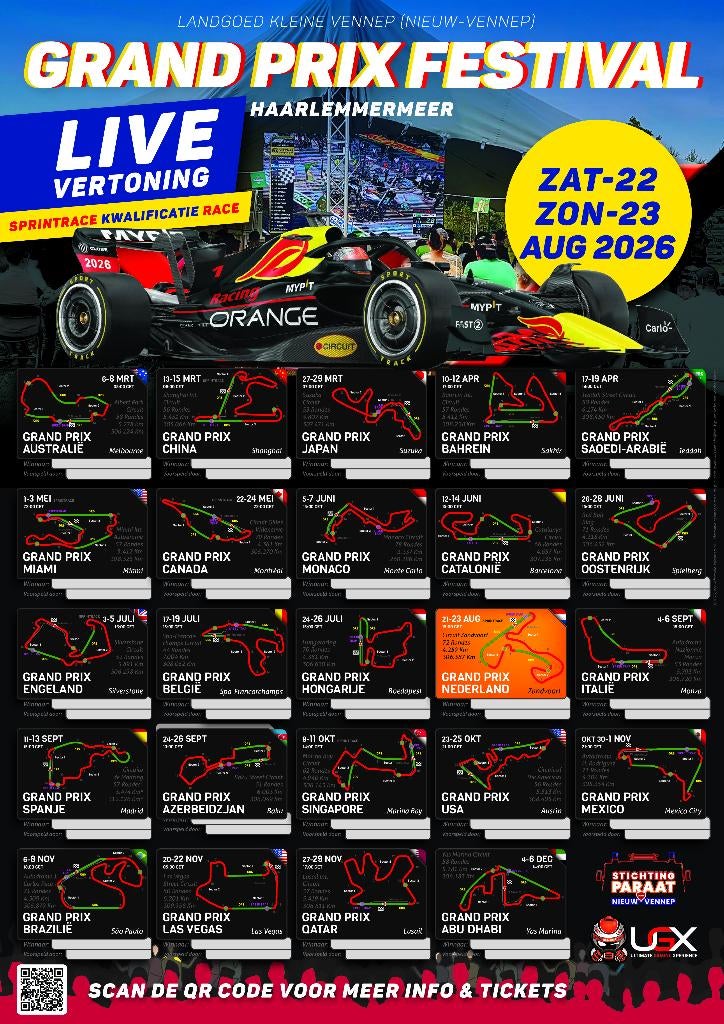 Formule 1 racekalender 2026 met aanvangstijden, Verzamelen, Automerken, Motoren en Formule 1, Nieuw, Formule 1, Ophalen