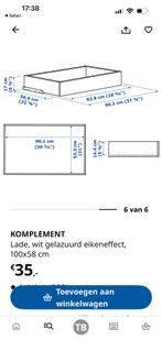 IKEA Komplement lade wit gelazuurd eikeneffect 100x58 cm, Huis en Inrichting, Gebruikt, 1 of 2 laden, Minder dan 100 cm, Overige houtsoorten