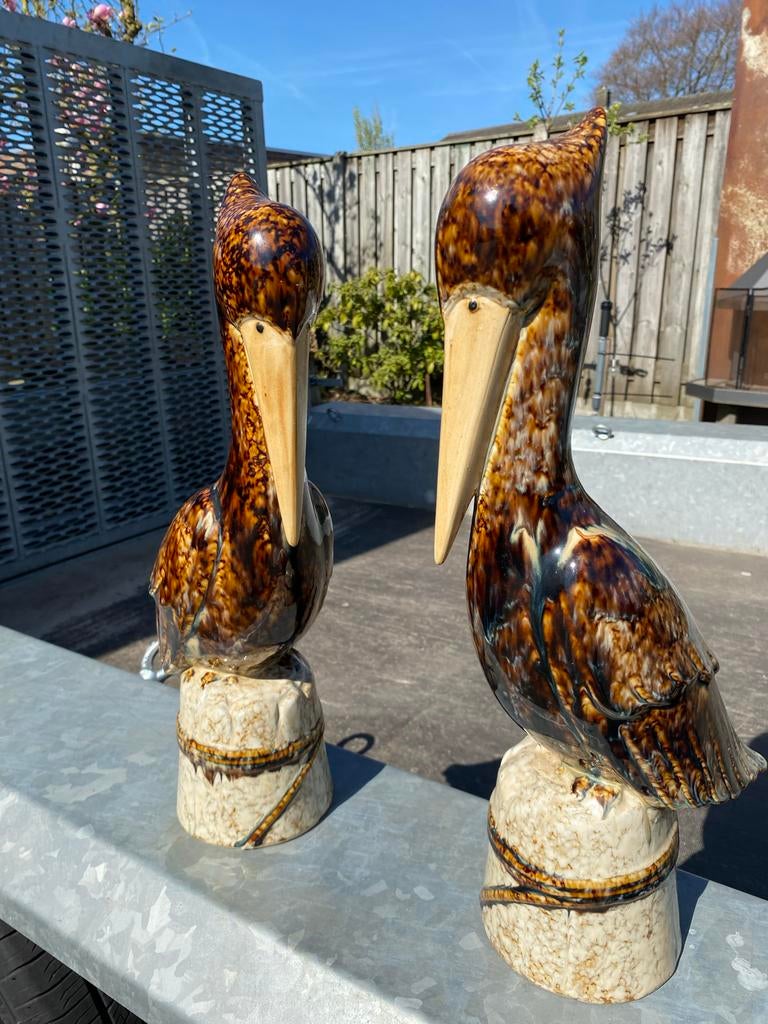 2 Keramieken Pelikanen - 50 cm hoog, Ophalen
