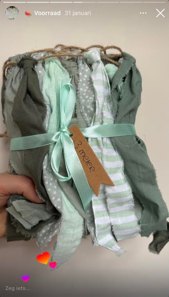 Stoffen lintjes slinger groen, Ophalen of Verzenden, Zo goed als nieuw, Versiering, Verjaardag