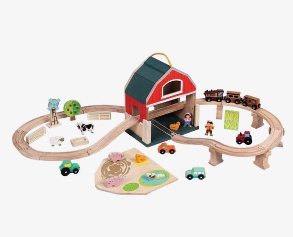 Houten boerderij treinbaan speelset, Ophalen of Verzenden, Gebruikt, Jongen of Meisje