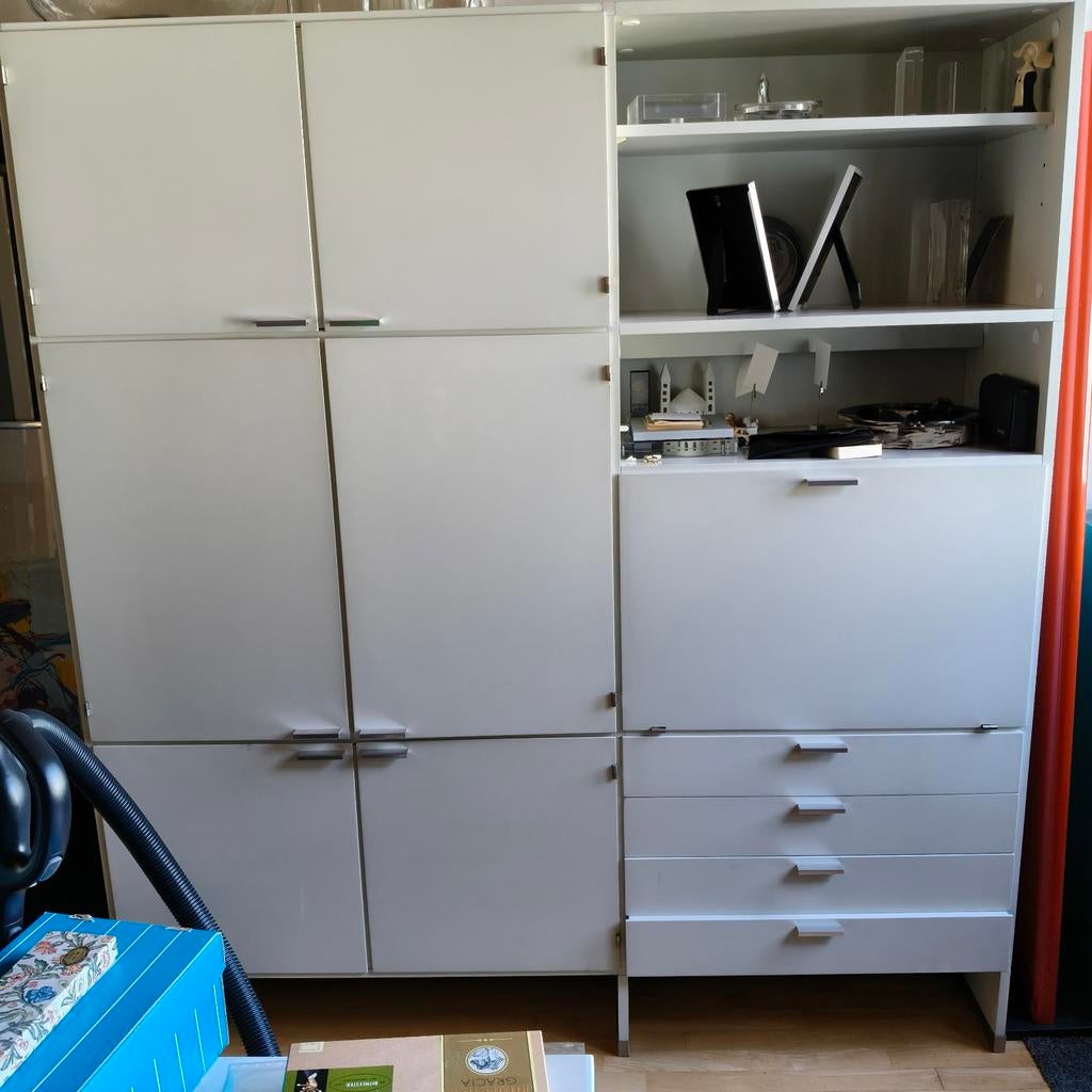 Pastoe Witte kast met lades en deuren, vintage retro design, Ophalen, Gebruikt