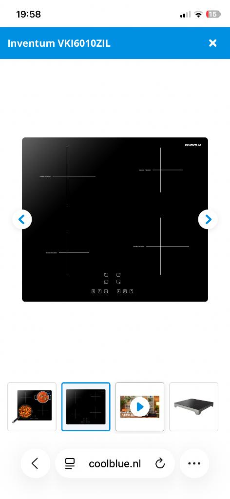 Inductie 4 pits kookplaat, Witgoed en Apparatuur, Kookplaten, Ophalen, 4 kookzones, Zo goed als nieuw, Inductie