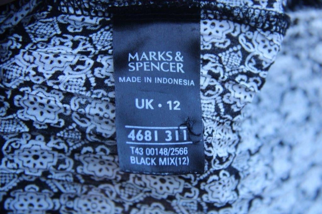 Top zwart/ grijs Marks & Spencer mt UK12 (EU 40) transp Vast, Maat 38/40 (M), Verzenden, Zo goed als nieuw, Zonder mouw
