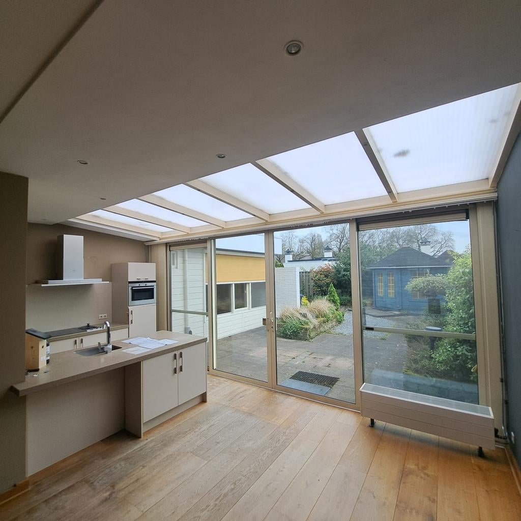 Complete serre met schuifpuien, schuifhorren + zonnewering, Ophalen, Gebruikt, 225 cm of meer, Aluminium