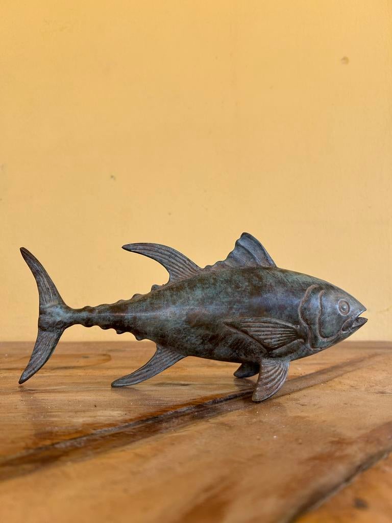 Prachtig bronzen Sculptuur van een Tonijn, Vissen, Kunst, Antiek en Kunst, Kunst | Designobjecten, Ophalen of Verzenden