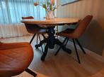 Ronde eettafel met 4 stoelen, uitschuifbaar, Huis en Inrichting, Tafels | Eettafels, Ophalen of Verzenden