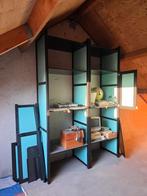 Vintage Lundia Kast Zwart/Turquoise - Zelf Samengesteld 1992, Ophalen, Met plank(en), 200 cm of meer, 150 tot 200 cm