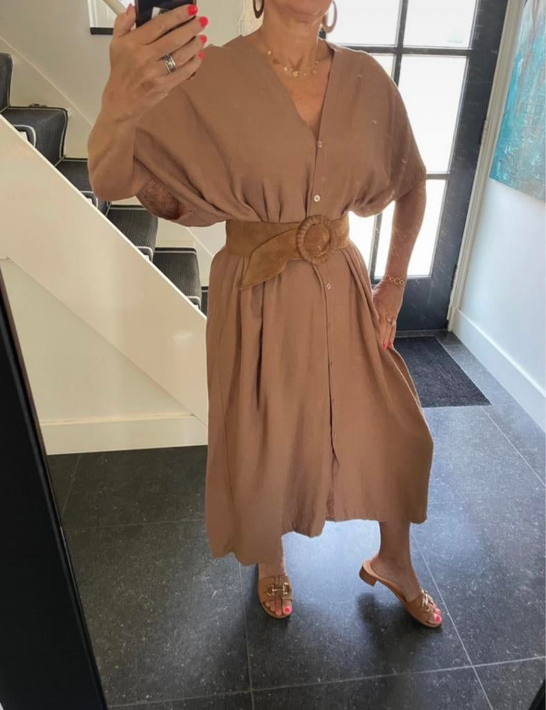 Xuna, Italiaans Label, super leuk/mooie jurkje, one size, Maat 38/40 (M), Bruin, Nieuw, Ophalen of Verzenden