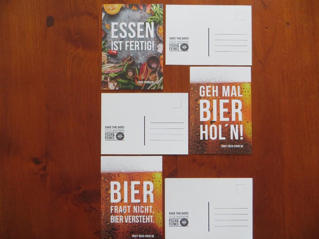 3 grappige ansichtkaarten over eten en bier, Ophalen of Verzenden, 1980 tot heden, Ongelopen, Overige thema's