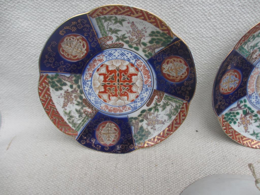 DRIE Japanse Imari Arita Hizen borden [1868-1912], Ophalen of Verzenden