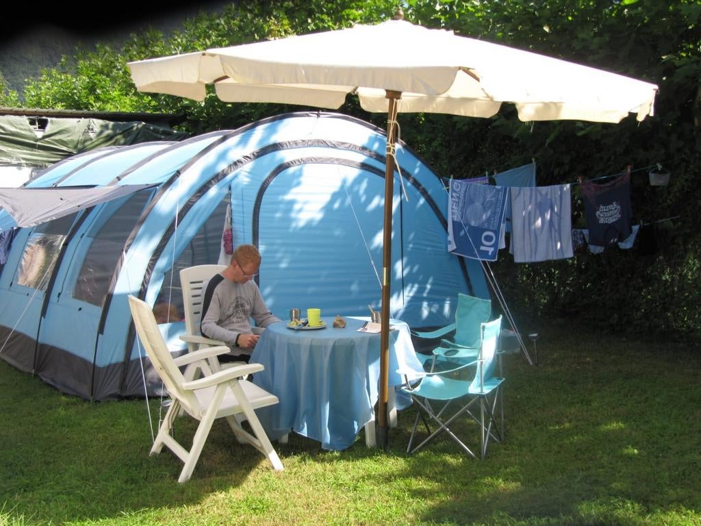 6 persoons kampeertent Red Wood Outdoor in lichtblauw, Caravans en Kamperen, Tenten, Ophalen, Zo goed als nieuw