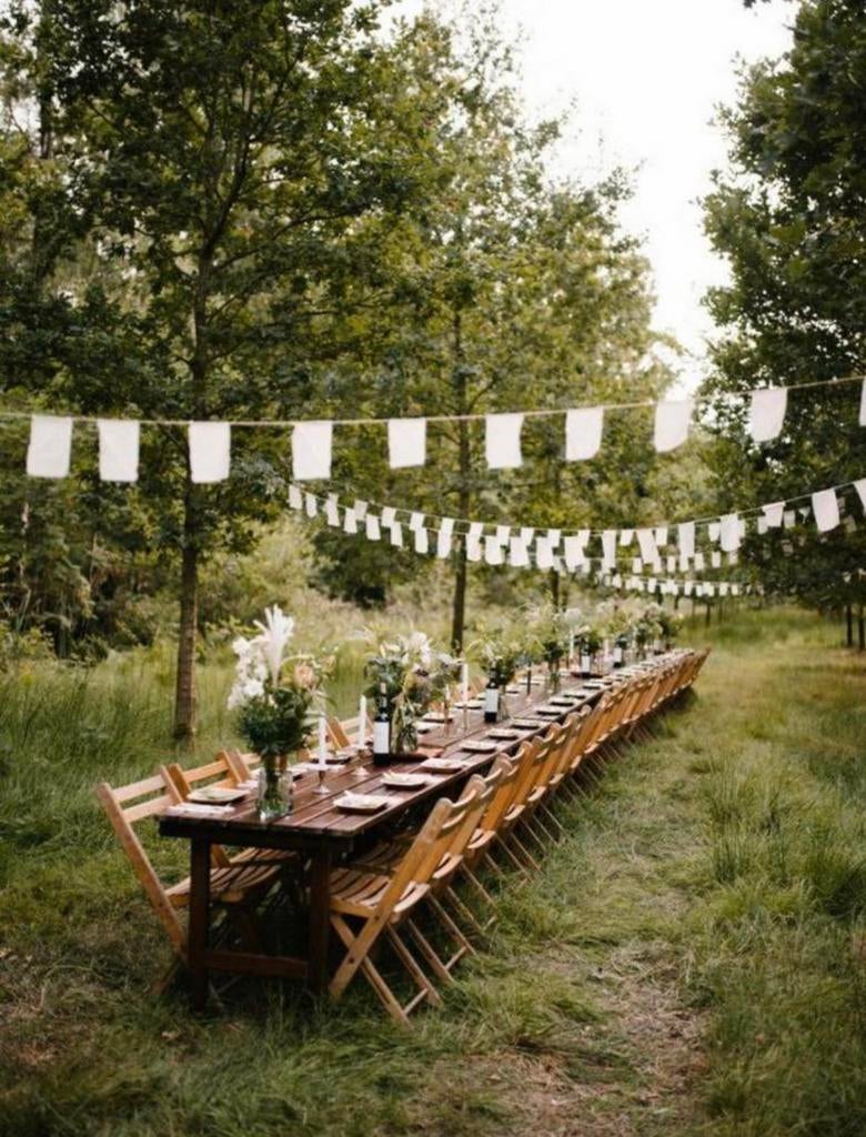 Witte katoenen vlaggenlijnen bruidloft decoratie, Ophalen of Verzenden, Zo goed als nieuw, Versiering, Geboorte of Huwelijk