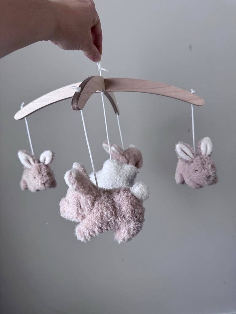 Little Dutch Baby Bunny Muziek Mobiel Hout, Ophalen, Zo goed als nieuw, Mobiel, Met geluid