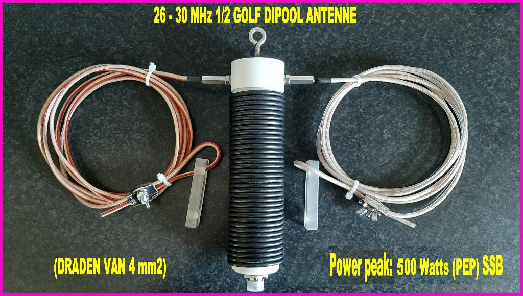 26 MHz - 28 MHz HF DIPOOL ANTENNE MET BALUN EN ISOLATOREN, Telecommunicatie, Antennes en Masten, Ophalen of Verzenden, Nieuw, Antenne