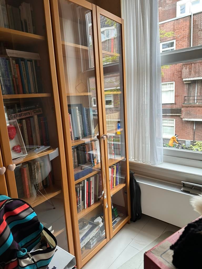 4,5 Billy boekenkasten glazen deur - dubbele verhogers, Ophalen, Met plank(en), Gebruikt, 200 cm of meer