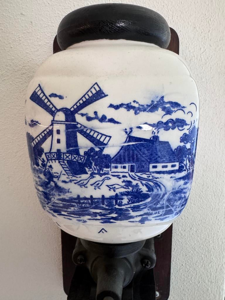 Antieke Delfts Blauwe Wandkoffiemolen - Molenlandschap, Ophalen of Verzenden