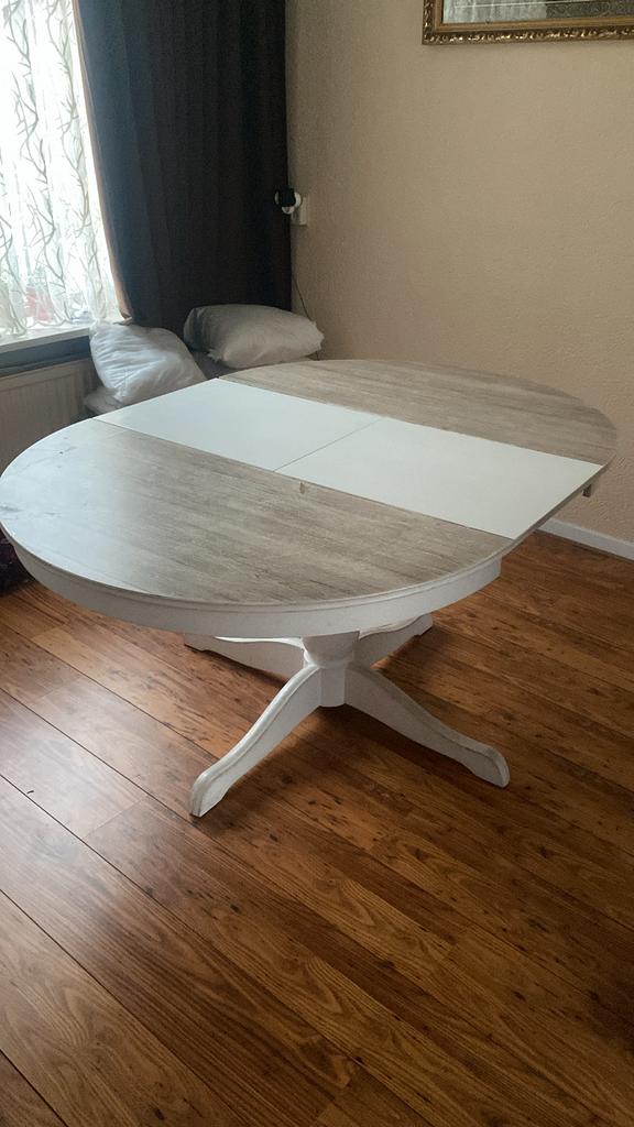 Uitschuifbare eettafel - Rond naar Ovaal, Huis en Inrichting, Gebruikt, 100 tot 150 cm, Rond, Ophalen of Verzenden