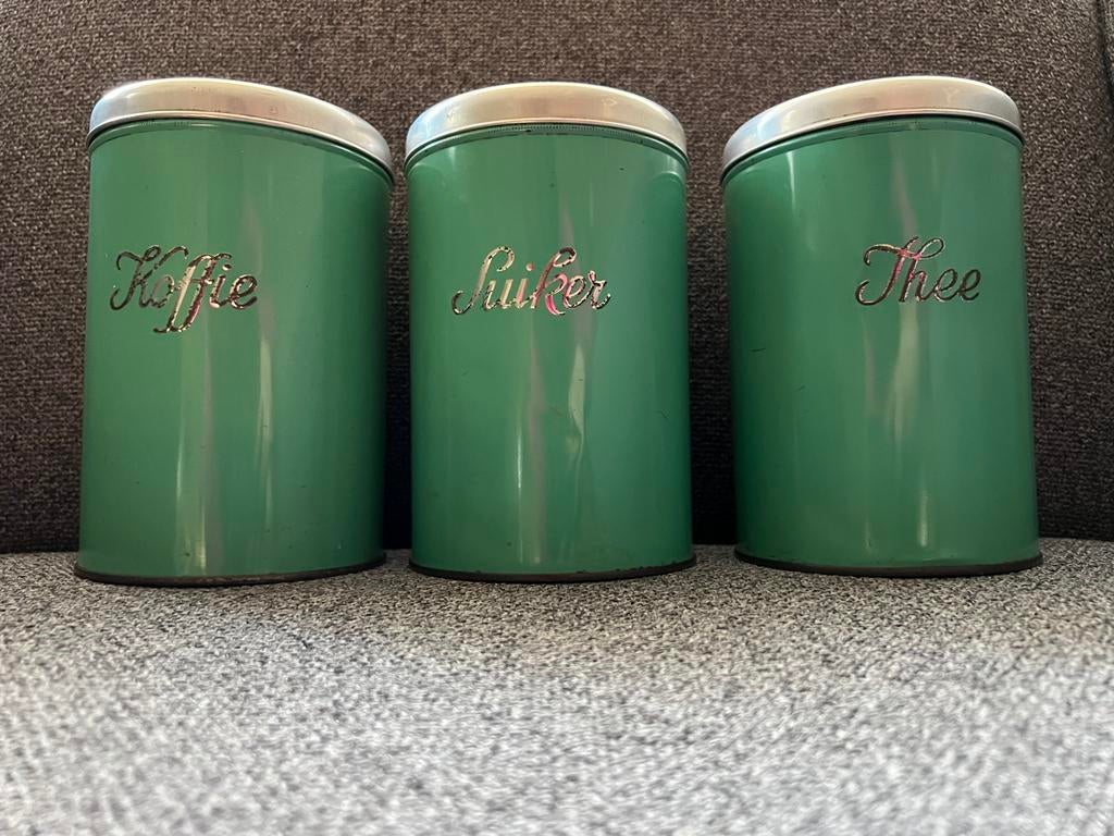 Bijna gratis! Vintage voorraadblikken Koffie, Suiker, Thee, Ophalen of Verzenden