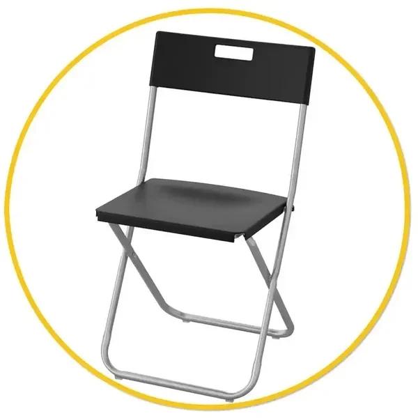 Klapstoel basic zwart || Huren, Ophalen, Zo goed als nieuw, Stapelbaar