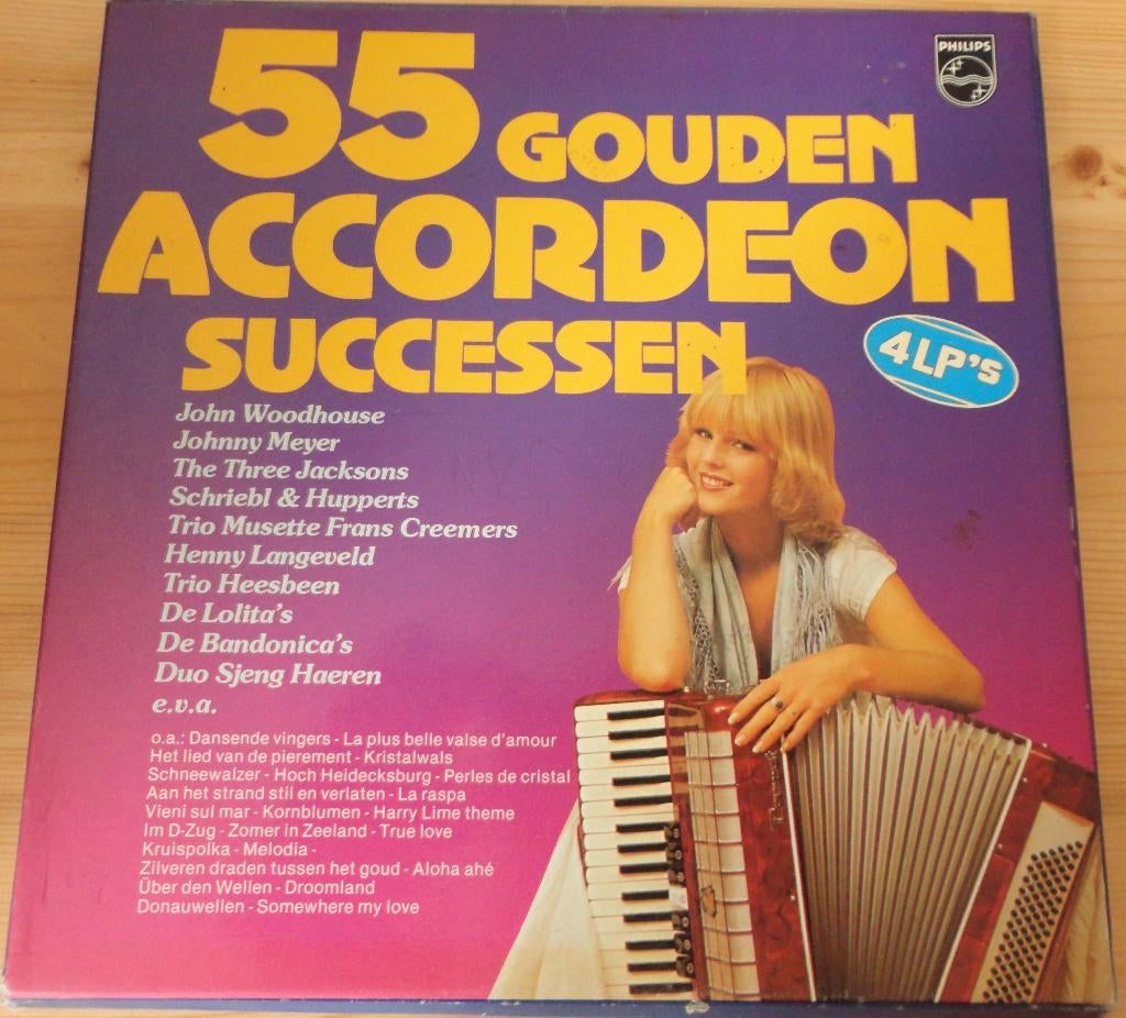 55 Gouden accordeon successen (4-LP's, Ophalen of Verzenden, Gebruikt, 12 inch, Levenslied of Smartlap