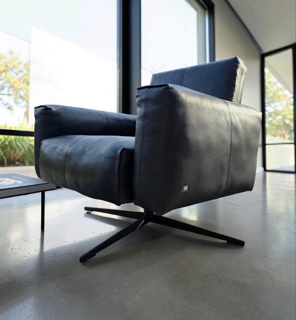 Rolf Benz 50 design draai fauteuil showmodel, Huis en Inrichting, Fauteuils, Ophalen of Verzenden, 75 tot 100 cm, Leer, 50 tot 75 cm