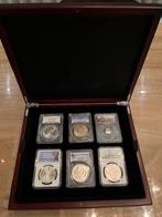 SPOED! Partij van 6 PCGS/NGC slabbs Amerika/Afrika ZELDZAAM, Ophalen of Verzenden, Zilver