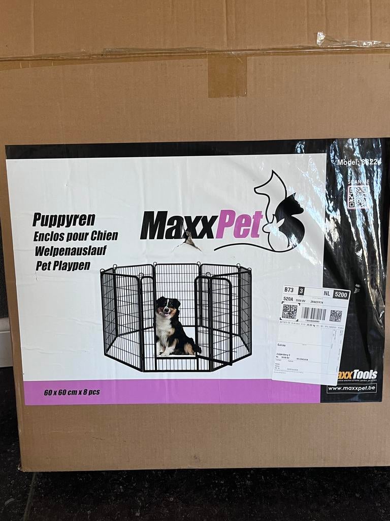 Puppyren, hondenren 60x60 8 panelen zgan, Dieren en Toebehoren, Ophalen of Verzenden, Zo goed als nieuw