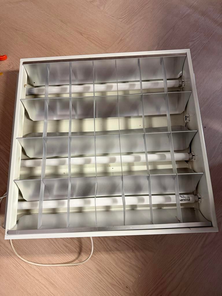 2x Lichtbak TL armatuur (voor 4 TL buizen), Huis en Inrichting, Lampen | Plafondlampen, Gebruikt, Metaal, Ophalen