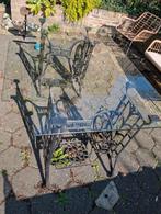 Tafel glazen blad en gietijzeren naaimachine onderstel, Ophalen