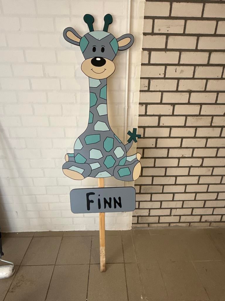 Geboortebord giraffe, Kinderen en Baby's, Kraamcadeaus en Geboorteborden, Ophalen of Verzenden, Zo goed als nieuw, Geboortebord