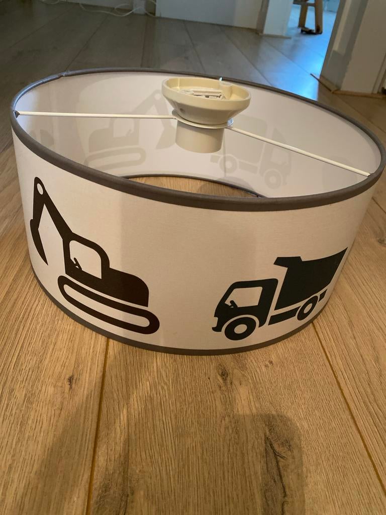 Plafonnière kinderkamer met graafmachine en kiepwagen, Ophalen of Verzenden, Gebruikt, Stof