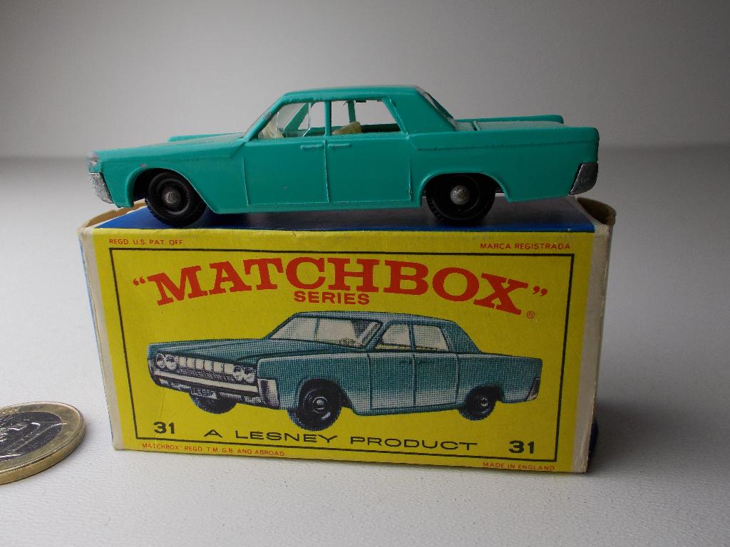 1965 Matchbox Lesney 31C LINCOLN CONTINENTAL + ORIG. DOOSJE!, Hobby en Vrije tijd, Modelauto's | 1:50, Ophalen of Verzenden, Zo goed als nieuw