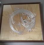 Geborduurd schilderij chinese draak van metaaldraad op zijde, Ophalen