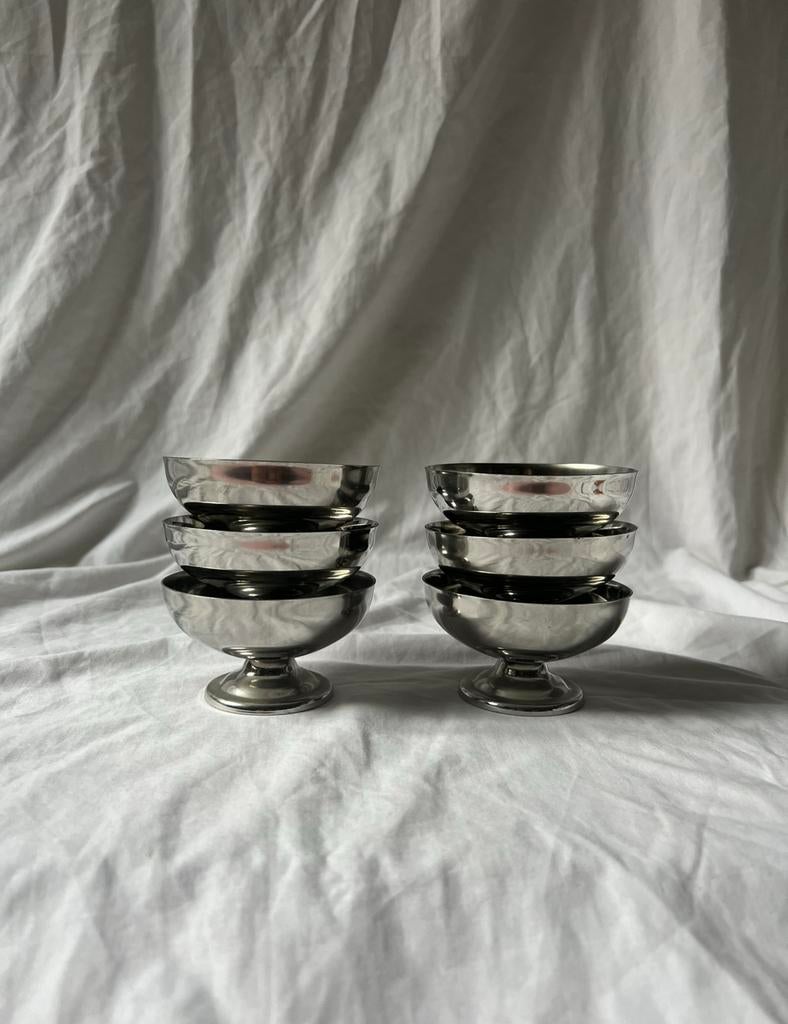 Vintage Franse RVS klassieke bistro ijscoupes Letang & Remy, Huis en Inrichting, Keuken | Servies, Ophalen, Overige materialen